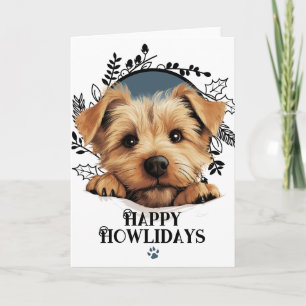 Tarjeta Festiva Felices días festivos perro Norfolk Terrier