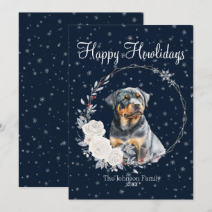 Tarjeta Festiva Felices días festivos perro Rottweiler lindo