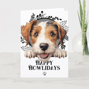 Tarjeta Festiva Felices días Howlidays Perro Fox Terrier Alambre N