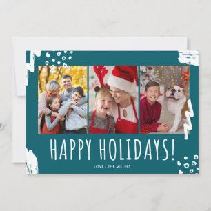 Tarjeta Festiva Felices feriados Tres Navidades de la familia foto