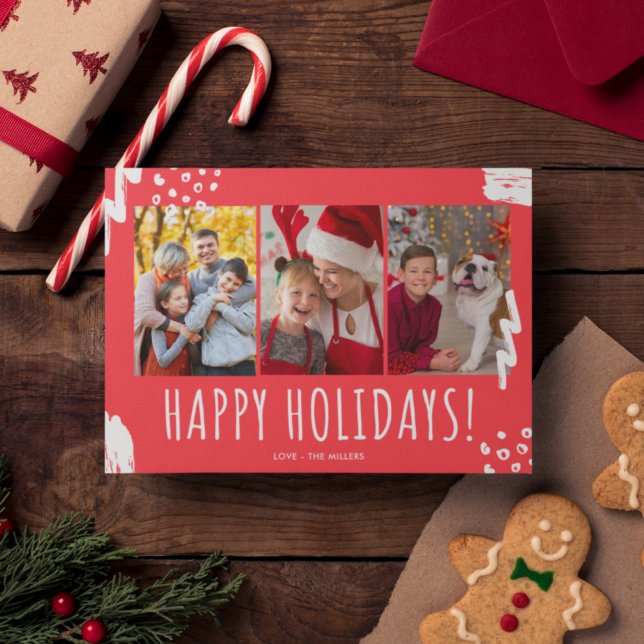 Tarjeta Festiva Felices feriados Tres Navidades de la familia foto (Subido por el creador)