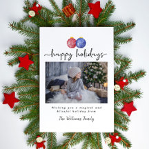 Felices Fiestas 1 Foto Cute Ornamentos de acuarela