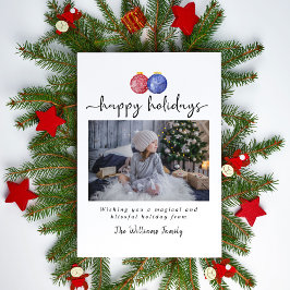 Tarjeta Festiva Felices Fiestas 1 Foto Cute Ornamentos de acuarela