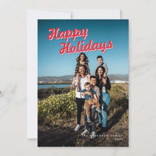 Tarjeta Festiva Felices Fiestas 1-Foto Personalizada Jugoso (Anverso)