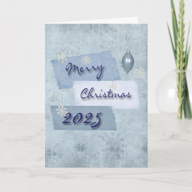 Tarjeta Festiva Felices fiestas 2025 Copos de nieve (Anverso)