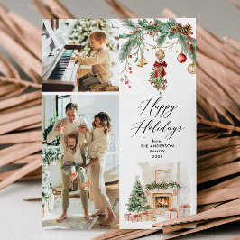 Tarjeta Festiva Felices fiestas 2 Foto Escena de Invierno y Verdor