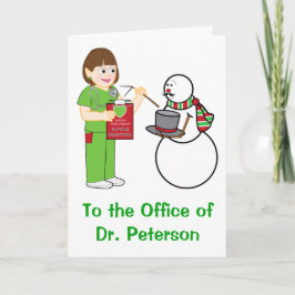 Tarjeta Festiva Felices Fiestas a la Oficina de un Médico