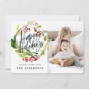 Tarjeta Festiva Felices fiestas acuáticas foto floral