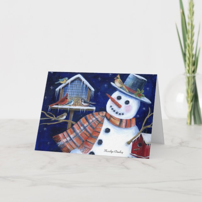 Tarjeta Festiva Felices Fiestas Amantes de Aves (Anverso)