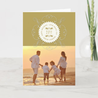 Tarjeta Festiva Felices Fiestas Amar la Paz Joy Sello Ornate Foto