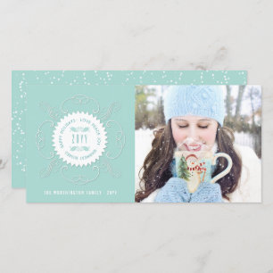 Tarjeta Festiva Felices Fiestas Amar la Paz Joy Sello Ornate Foto