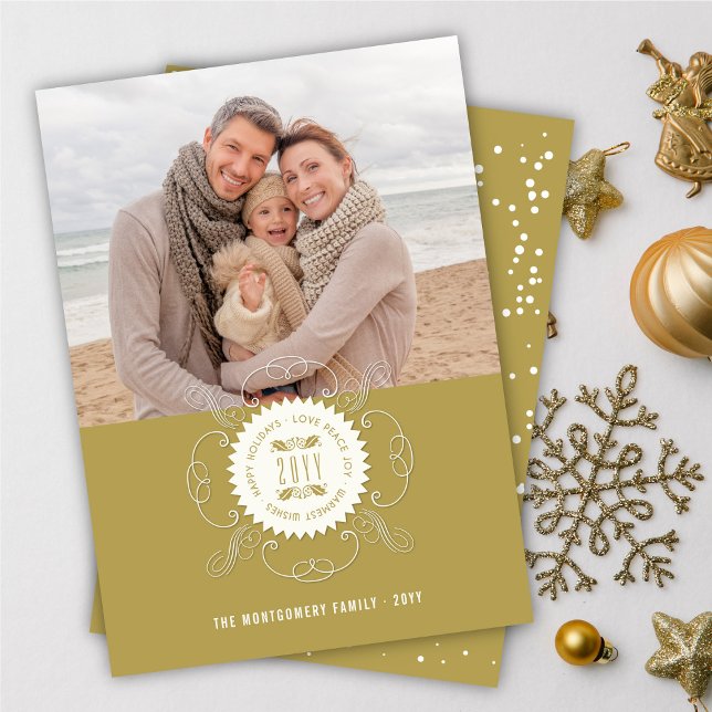 Tarjeta Festiva Felices Fiestas Amor Paz Alegría Fello Ornamentado (Subido por el creador)