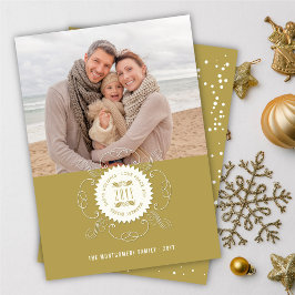 Tarjeta Festiva Felices Fiestas Amor Paz Alegría Fello Sello Ornad