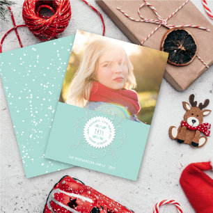 Tarjeta Festiva Felices Fiestas Amor Paz Alegría Foca Ornada Foto