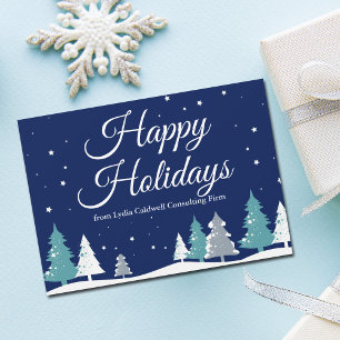 Tarjeta Festiva Felices Fiestas Árboles de Invierno Hermosa Empres