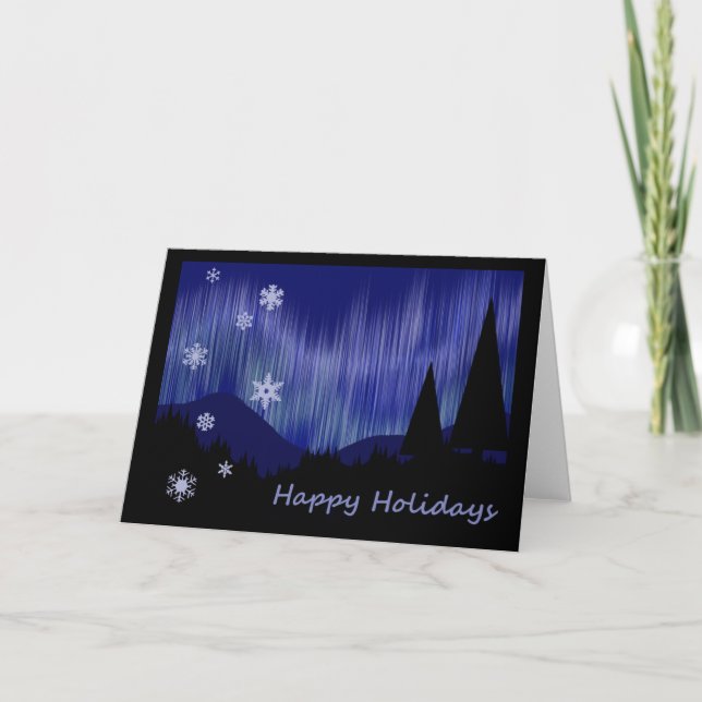 Tarjeta Festiva Felices fiestas - Aurora Borealis (Anverso)