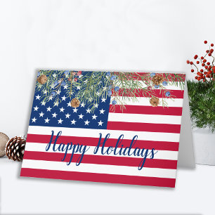 Tarjeta Festiva Felices Fiestas Bandera Americana Patriótica Corpo