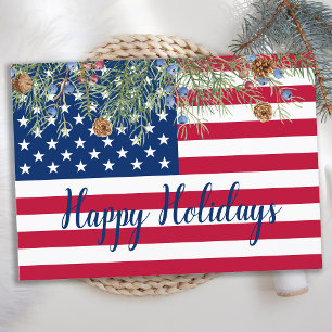 Tarjeta Festiva Felices Fiestas Bandera Americana Patriótica Corpo