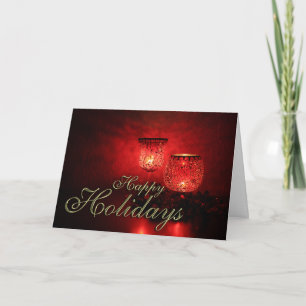 Tarjeta Festiva Felices Fiestas, bella y brillante foto de velas