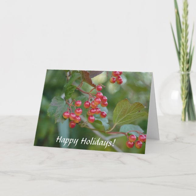 Tarjeta Festiva Felices Fiestas : Berries Rojos (Anverso)