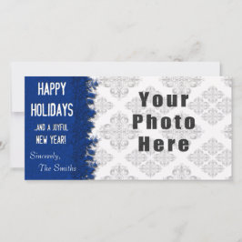 Tarjeta Festiva Felices fiestas Blue Snowflake