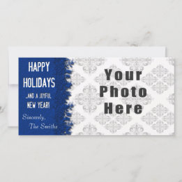 Tarjeta Festiva Felices fiestas Blue Snowflake