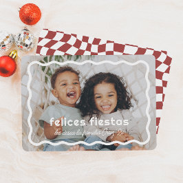 Tarjeta Festiva Felices Fiestas | Borde Ondulado Retro con Foto