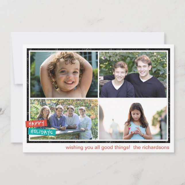 Tarjeta Festiva Felices Fiestas Border x4 (Anverso)