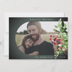 Tarjeta Festiva Felices Fiestas Botánico de Foto de Arco Moderno