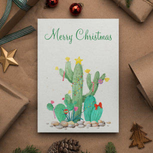 Tarjeta Festiva Felices Fiestas Cactus del Desierto Suroeste