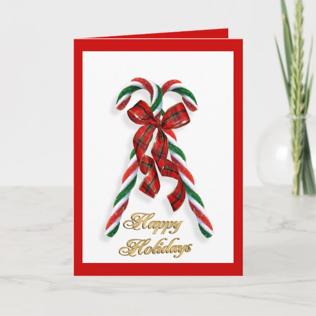 Tarjeta Festiva Felices fiestas Candy canes generales (Anverso)