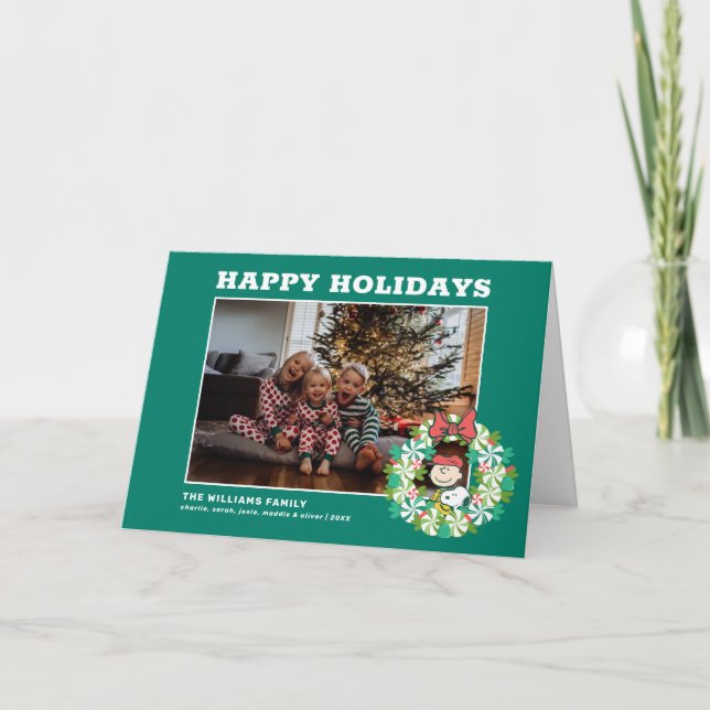 Tarjeta Festiva Felices fiestas | Candy Wreath de menta (Anverso)