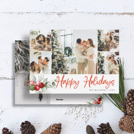 Tarjeta Festiva Felices Fiestas Cepillo de Bayas de Escritura 7 Fo