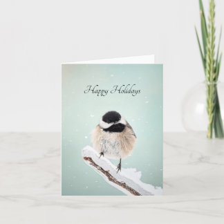 Tarjeta Festiva Felices Fiestas Chickadee