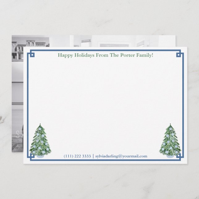 Tarjeta Festiva Felices Fiestas Chinoiserie Moda Imagen al revés (Anverso / Reverso)