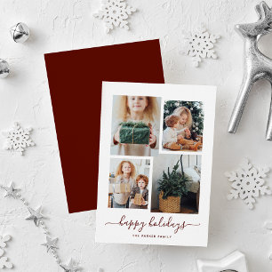 Tarjeta Festiva Felices Fiestas   Collage Moderno de Cuatro Fotos