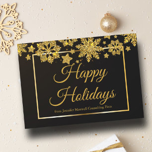 Tarjeta Festiva Felices Fiestas Compañía de Copo de Nieve Negro Do