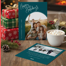 Tarjeta Festiva Felices Fiestas con Escritura Moderna | Agregar 2 