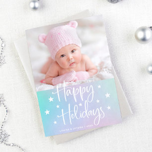 Tarjeta Festiva Felices fiestas con estrellas Fotografía múltipl