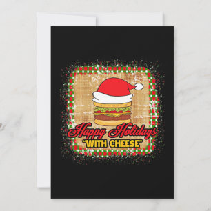 Tarjeta Festiva Felices Fiestas Con Hamburguesa De Queso De Navida