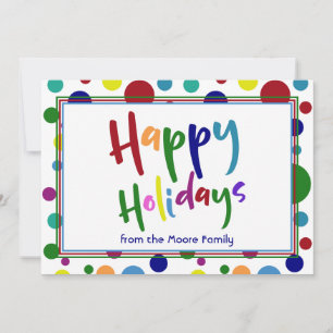 Tarjeta Festiva Felices Fiestas con Letras y Círculos Coloridos, 3