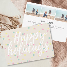 Tarjeta Festiva Felices Fiestas Confetti Script Cream 3 Photo