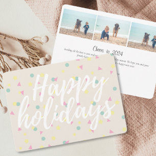 Tarjeta Festiva Felices Fiestas Confetti Script Cream 3 Photo