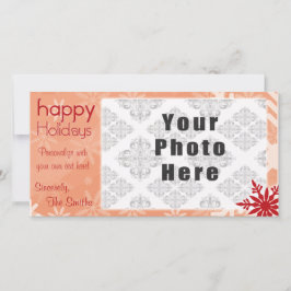 Tarjeta Festiva Felices Fiestas Copo de Nieve Temático Rojo