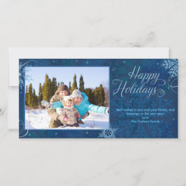 Tarjeta Festiva Felices fiestas, copos de nieve