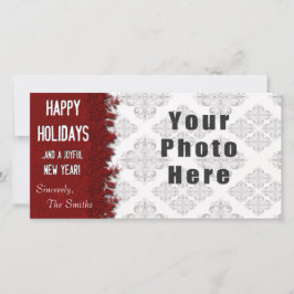 Tarjeta Festiva Felices fiestas, copos de nieve rojos
