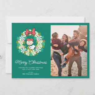 Tarjeta Festiva Felices Fiestas   Corona de Caramelo de Menta