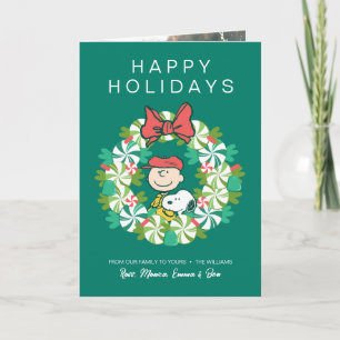 Tarjeta Festiva Felices Fiestas   Corona de Caramelo de Menta