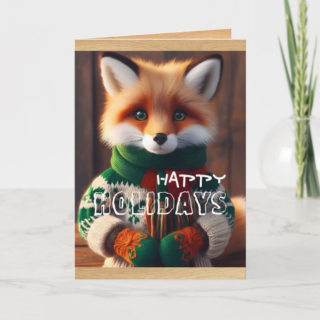 Tarjeta Festiva Felices Fiestas Cute Fox VGC (Anverso)