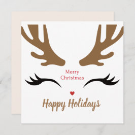 Tarjeta Festiva Felices Fiestas Cute Reindeer Face